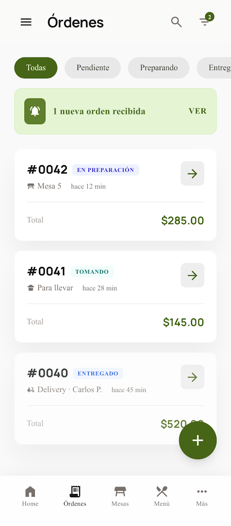 Lista de órdenes